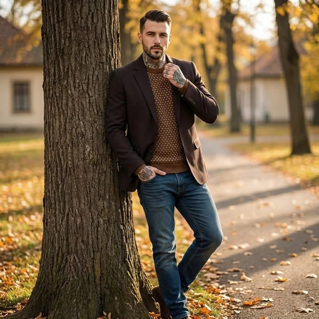 Men's Smart Casual Suede Blazer Vintage Lined Suit Jacket for Office Wear - Street Style M-2XL