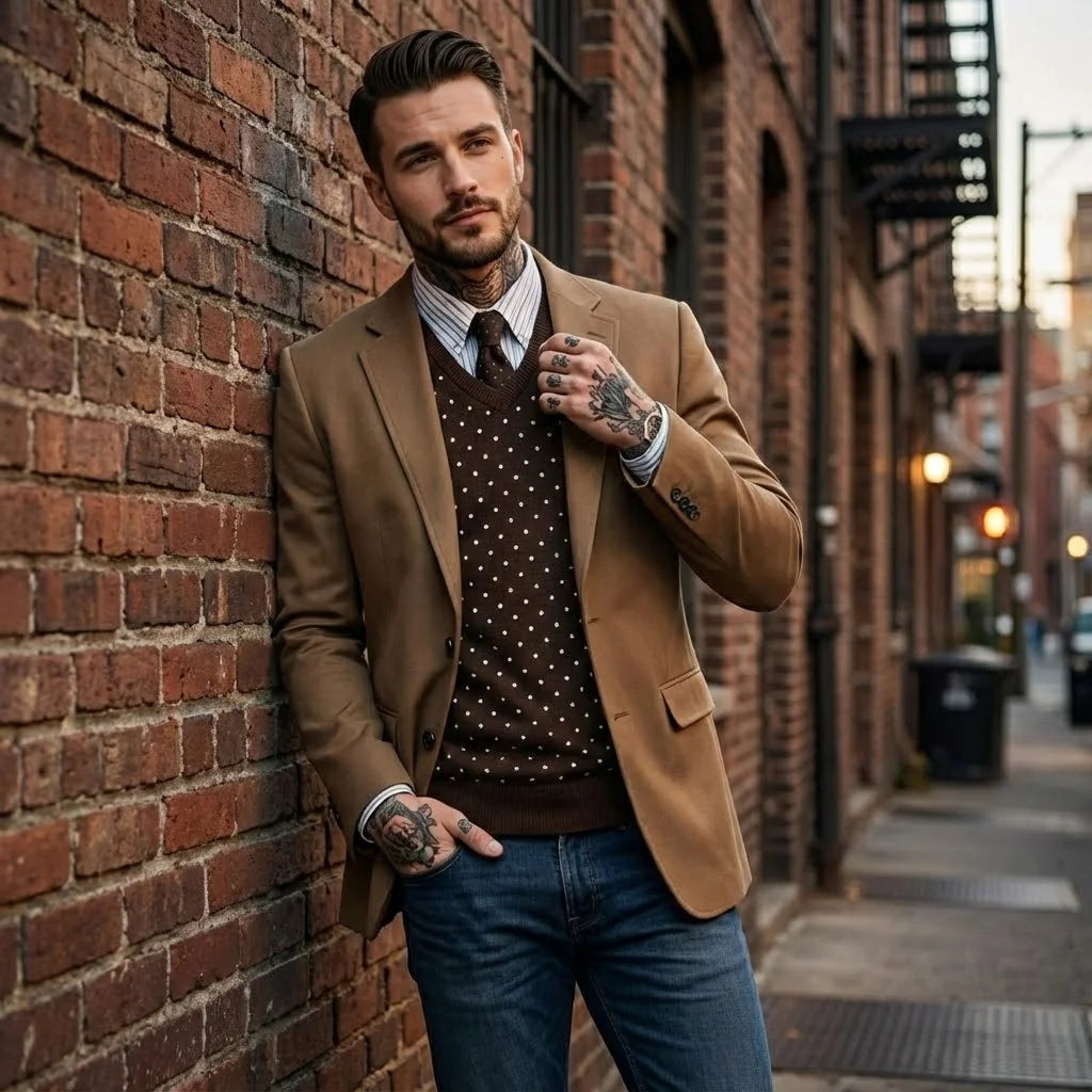 Men's Smart Casual Suede Blazer Vintage Lined Suit Jacket for Office Wear - Street Style M-2XL